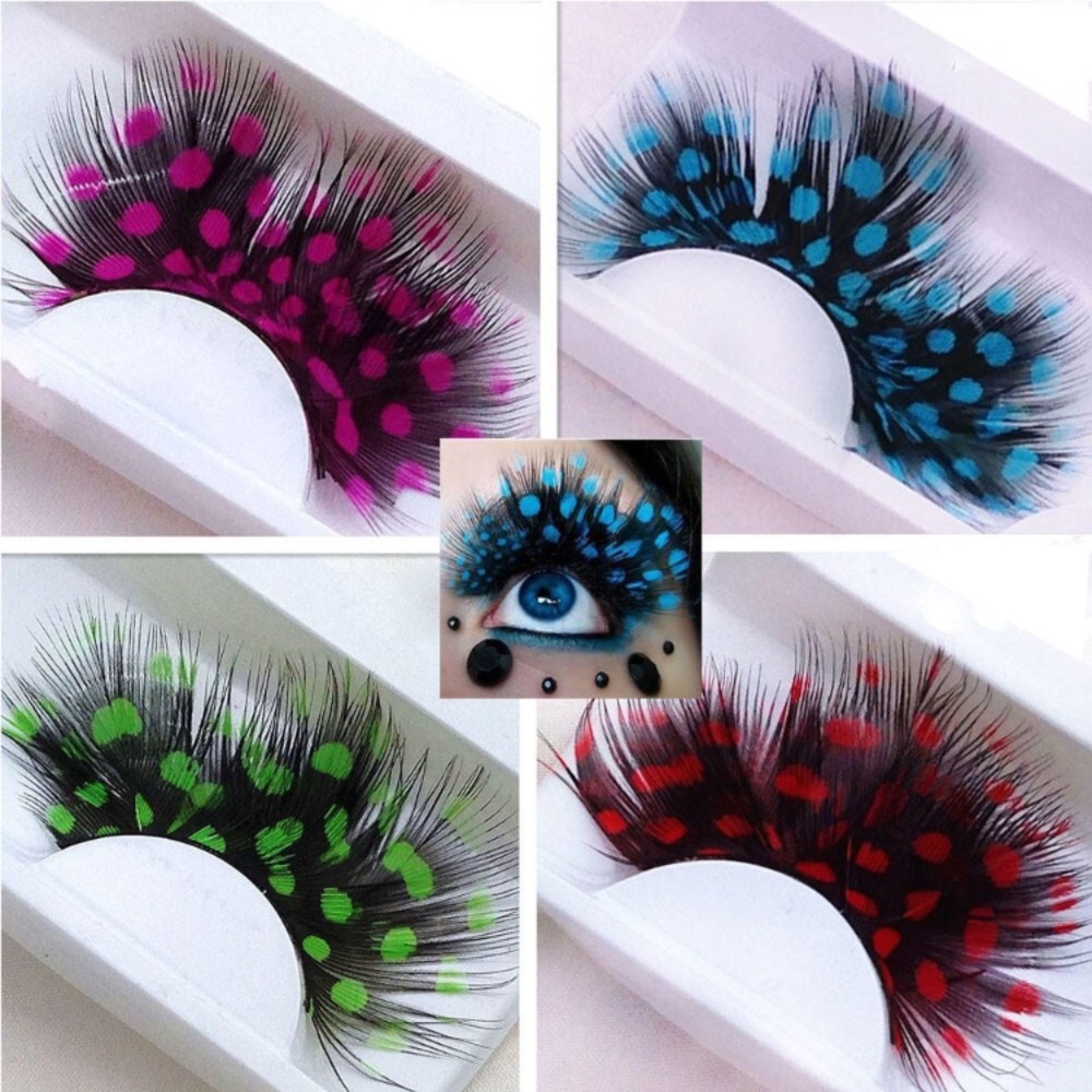 🎀 Cute feather polka dot eyelashes available in various colors